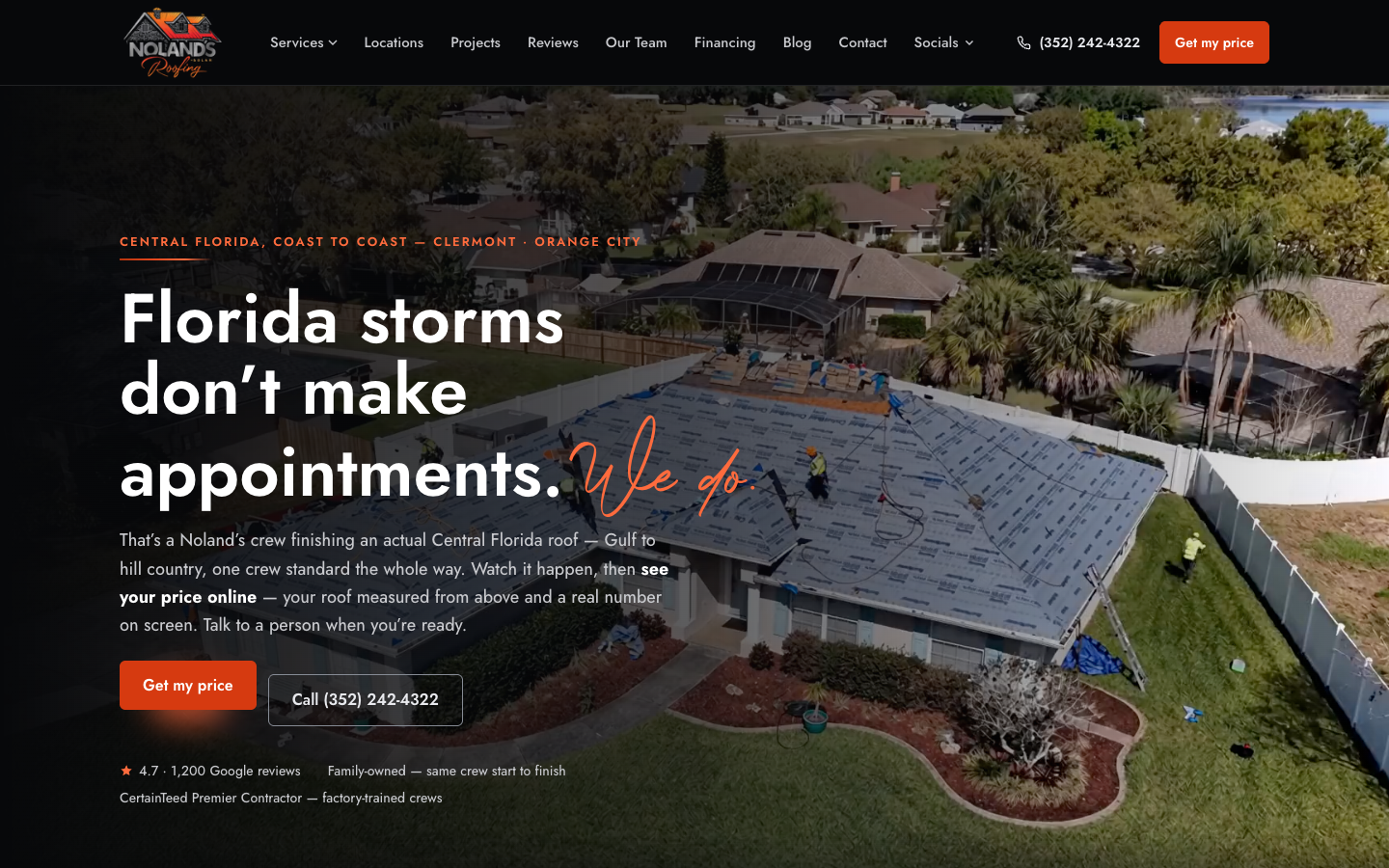 Noland's Roofing website homepage, captured October 2, 2026