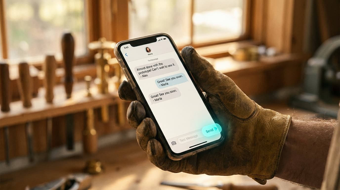A text-message thread where the Voxaris text AI answers a homeowner instantly